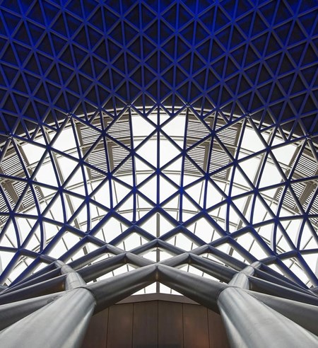 LONDON - APRIL 13, 2013: Architecture detail inside King's Cross railway station. The annual rail passenger usage between 2011 - 2012 was 27.874 million.